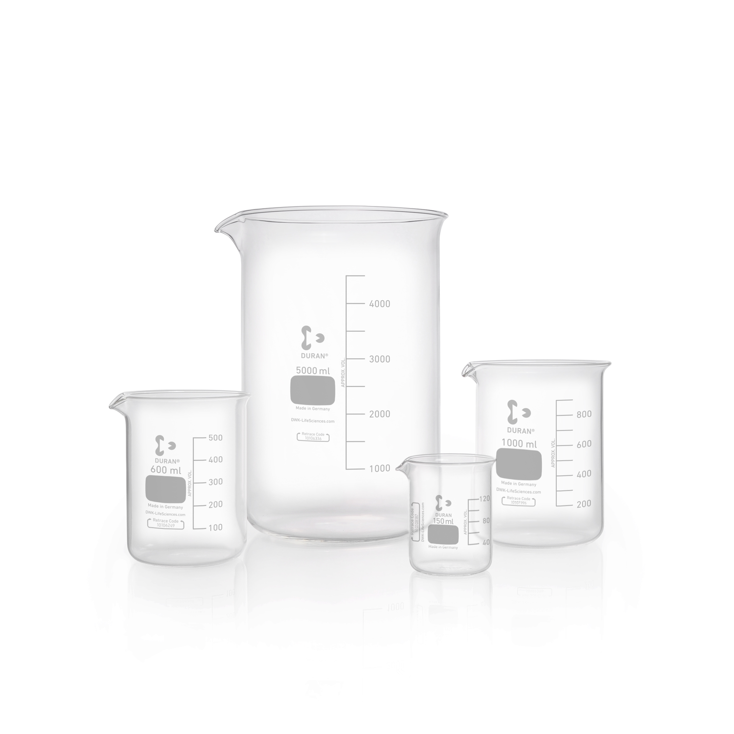 DURAN® Beaker, low form, with spout / Gelas Piala